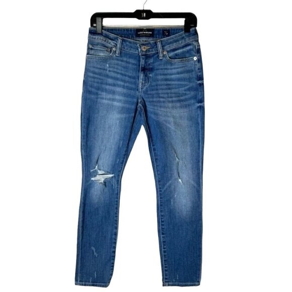 Lucky Brand Jeans Women‎ 4 Blue Medium Wash Distressed Lolita Skinny - Picture 2 of 12